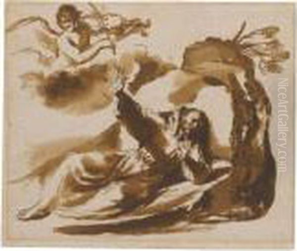 St Francis And An Angel Playing A Violin - view 1