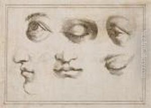 Studies Of Eyes And Mouths by Giovanni Francesco Barbieri