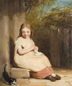 Young Girl with Kitten by William Mulready