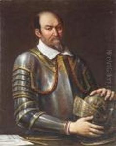 Bildnis Eines Bartigen Mannes In Einergoldtauschierten Prunkrustung by Giovanni Francesco Barbieri