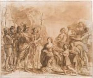 Abigailuberreicht Geschenke An David by Giovanni Francesco Barbieri