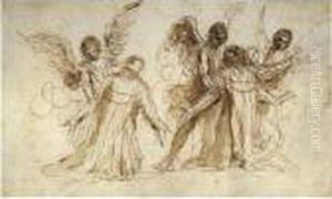 Two Separate Studies For The Vision Of Saint Philip Neri by Giovanni Francesco Barbieri