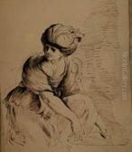 Girl Kneeling With Turban - view 1