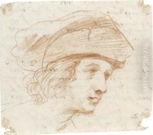 Head Of A Young Man, Almost In Profile, Wearing A Hat by Giovanni Francesco Barbieri