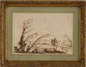 Landscape With Traveler by Giovanni Francesco Barbieri