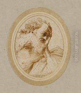 The Head Of A Seated Prophet by Giovanni Francesco Barbieri