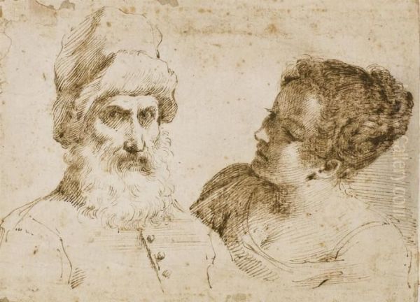 A Bearded Man, Half-length, Wearing A Hat, And A Young Woman - view 1