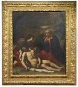 Cristo Deposto Fra San Giovanni Evangelista E La Vergine by Giovanni Francesco Barbieri