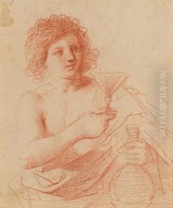 A Youth Holding A Glass And Carafe
