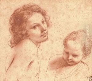 Heads Of A Youth And A Young Boy by Giovanni Francesco Barbieri