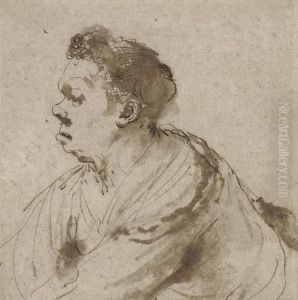 Caricature Of A Man, Half-length, In Profile To The Left