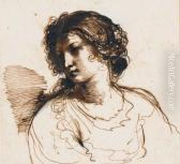 Jeune Femme En Buste Regardant Vers La Gauche - view 1