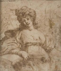 Study Of A Woman With A Turban by Giovanni Francesco Barbieri