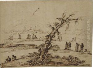 Landscape With A Large Tree And Figures Landscape With A Large Tree And Figures