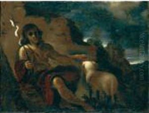 San Giovanni Battista In Un Paesaggio by Giovanni Francesco Barbieri