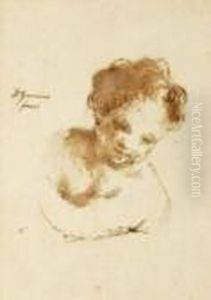 Attributed To Giovanni Guercino . Study Of A Child by Giovanni Francesco Barbieri