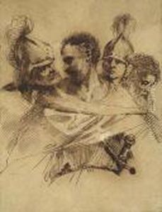 Studies Of Four Men's Heads: Two Soldiers And Two Beardedmen Studies Of Four Men's Heads: Two Soldiers And Two Beardedmen