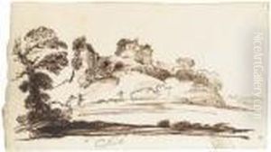 An Extensive Landscape With A Ruined Fort On A Hill (recto)