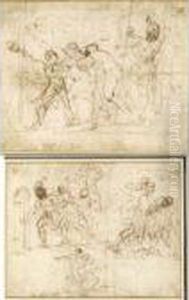 A Double-sided Sketch Sheet With Scenes Of St. Roch Taken To Prison