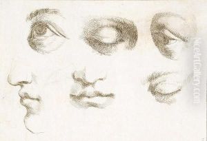 Five Studies Of Eyes, A Study Of
 The Lower Portion Of A Face In Profile And Another From The Front by Giovanni Francesco Barbieri