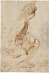 Pen And Brown Ink Over Traces Of Black Chalk