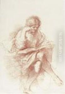 A Seated Youth Reading, Leaning His Head On His Right Hand A Seated Youth Reading, Leaning His Head On His Right Hand