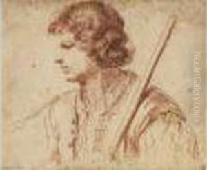 Tete De Jeune Homme De Profil A Gauche. by Giovanni Francesco Barbieri