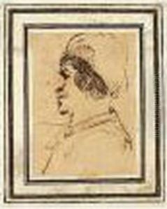 Profile Study Of The Head Of A Moustachioed Man In A Hat Profile Study Of The Head Of A Moustachioed Man In A Hat