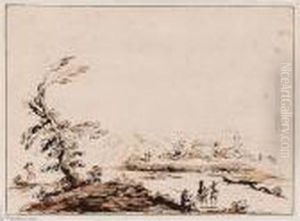 Landscape With Figures By A Tree, And Distant Buildings