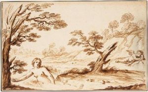 Venus Bathing In A River And Cupid Ashore Resting Venus Bathing In A River And Cupid Ashore Resting