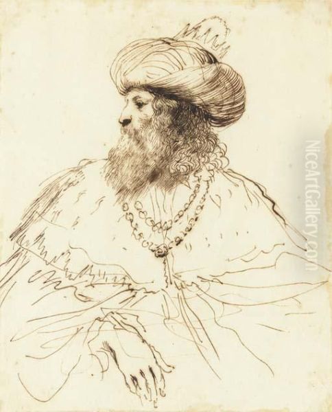 Ahasuerus Looking To The Left, Bust-length - view 1