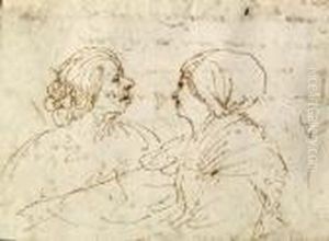 Study Of Two Women Conversing by Giovanni Francesco Barbieri