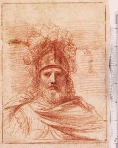 The Head Of A Soldier Wearing A Plumed Helmet by Giovanni Francesco Barbieri