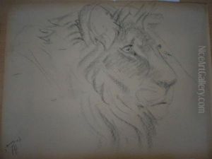 Tete De Lion. by Gustave Guetant