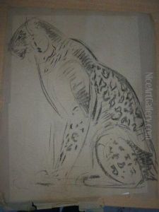 Le Guepard Assis. by Gustave Guetant