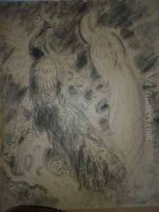 2 Paons. by Gustave Guetant