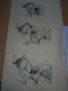 3 Yacks. by Gustave Guetant