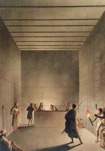 Chamber and Sarcophagus in the Great Pyramid of Gizah by Luigi Mayer