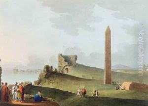 The Obelisks at Alexandria called Cleopatras Needles by Luigi Mayer