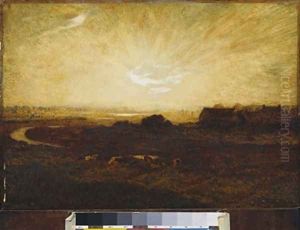 Landscape at sunset by Marie Auguste Emile Rene Menard
