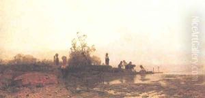 Autumn Sunshine on Lake Balaton 1875 by Geza Meszoly