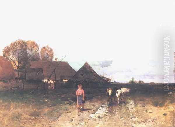 Landscape in Storm Cows Coming Home c. 1880 - view 1