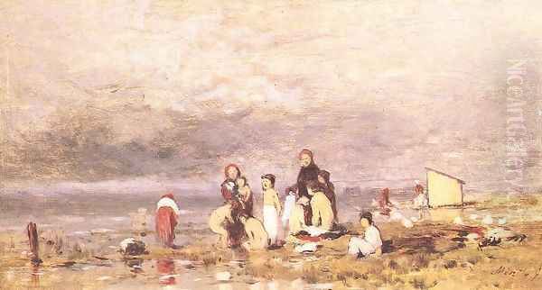 Lake Balaton with Bathing Peasant Children c. 1885 - view 1