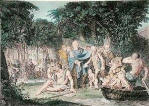 Arrival of Jean-Jacques Rousseau 1712-78 in the Elysian Fields 1782 by Jean-Michel Moreau