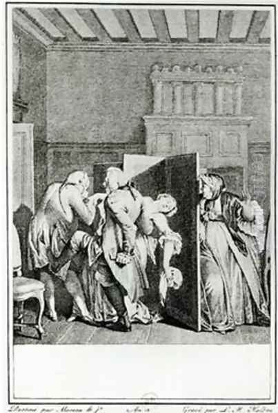 The Baron saluted Candide with some notable kicks on the breech and drove him out of doors - view 1