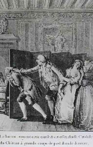 Le Baron chassa Candide du Chateau a grands coups de pied dans le derriere by Jean-Michel Moreau