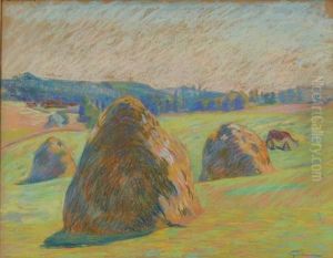 Impressionist Haystacks Landscape
