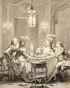 The Fine Supper 1781 by Jean-Michel Moreau