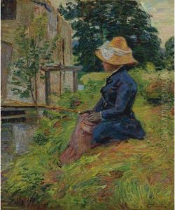 Madame Guillaumin A La Peche by Armand Guillaumin