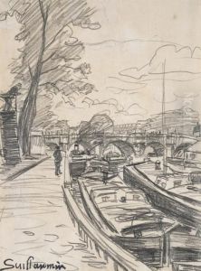 Peniches Amarrees En Bord De Seine by Armand Guillaumin